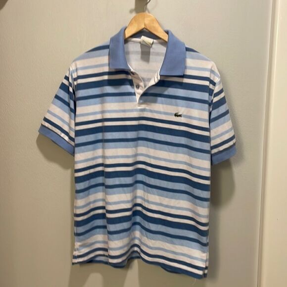 Lacoste Other - Lacoste Mens polo blue and white striped collared shirt